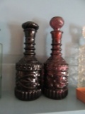 2 COLLECTIBLE BROWN GLASS DECANTERS