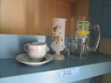 OVER THE HILL BEER MUG, FLORAL GLASS VASE, AND ETC