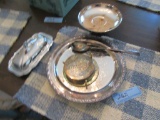 ONEIDA SILVERPLATE CANDY DISH, SILVERPLATE BUTTER DISH WITH INSERT, COASTER