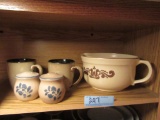 PFALTZGRAFF GRAVY, DISH, MUGS, AND SALT AND PEPPER SHAKERS