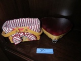 2005 LONGABERGER HEART-SHAPED BASKET WITH DIVIDED INSERT AND LID. 1998 LONG