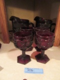 AVON CRANBERRY PITCHER AND STEMWARE