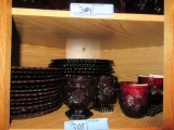 AVON CRANBERRY PLATES AND GLASSES