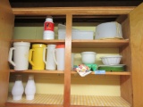 PLASTIC PITCHERS, GLASSES, CAKE SAVER, AND ETC