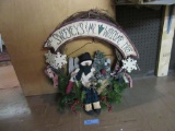 SNOWMAN CHRISTMAS DOOR HANGING WREATH