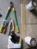 CLIPPERS, SCREWDRIVERS, PRUNING SAW, TRASH BAGS, AND ETC