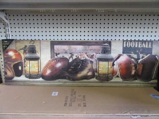 2 LIGHTED LARGE VINTAGE FOOTBALL CANVASES
