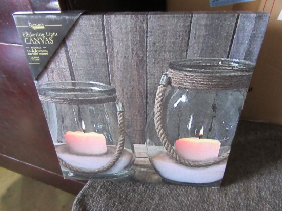 1 LIGHTED SAND AND ROPE CANDLE CANVAS