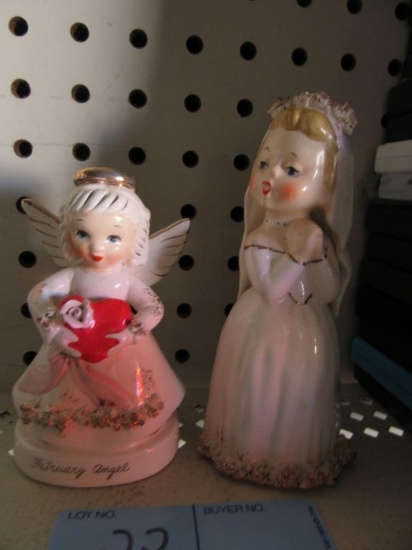 FEBRUARY ANGEL FIGURINE AND NAPCO BRIDE FIGURINE