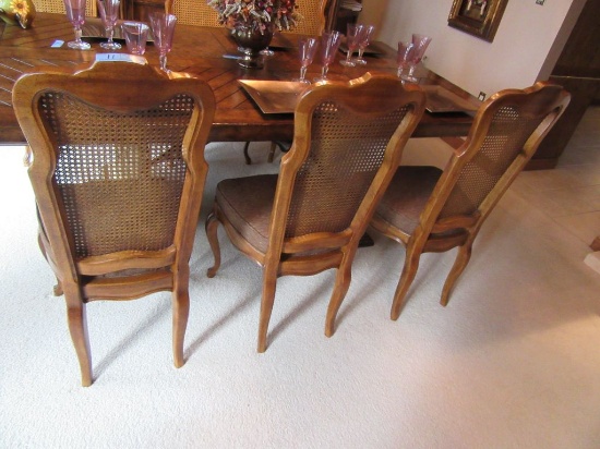 6 CARVED WOVEN BACK CHAIRS