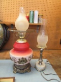 GONE WITH THE WIND STYLE LAMP, MISSING GLOBE AND OTHER LAMP