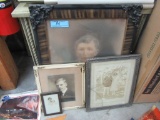 ORNATE PICTURE FRAME AND OTHER PICTURE FRAMES WITH PICTURES