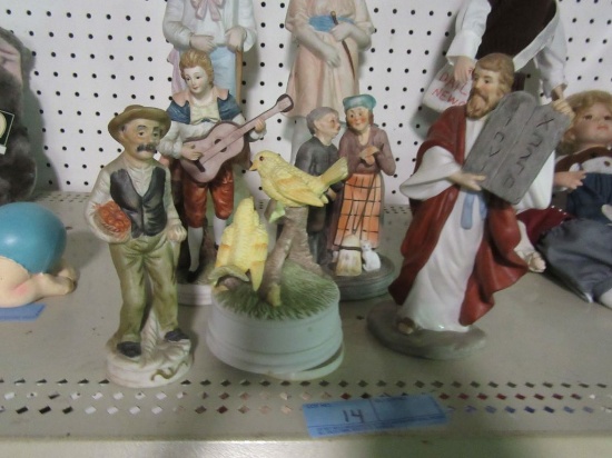 BIRD MUSIC BOX AND OTHER ASSORTED FIGURINES