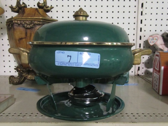 GREEN PORCELAIN SERVING COVERED BOWL