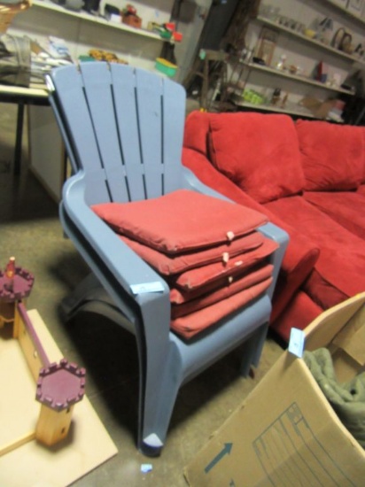 PLASTIC OUTDOOR CHAIRS WITH CUSHIONS