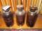 BROWN GLASS TRADE MARK LIGHTNING SMALLER CANNING JARS. MARKED PUTNAM ON BOT