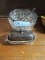 GLASS BOWL WITH SILVERPLATE RIM. SILVERPLATE AND GLASS BUTTER DISH. SILVERP