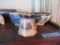 VINTAGE DECORATIVE BLUE CREAMER, BOWLS, AND CUPS