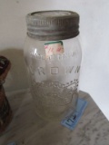 CROWN IMPERIAL COURT CANNING JAR WITH GLASS LID AND METAL RING. MADE IN CAN