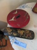 WOODEN ORIENTAL JEWELRY BOX AND LACQUERWARE MADE IN JAPAN BOWL