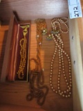 YELLOW COSTUME JEWELRY NECKLACES. ONE SET HAS MATCHING EARRINGS