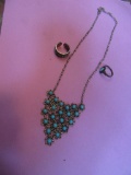 TURQUOISE NECKLACE AND RINGS