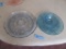 BLUE GLASS FRUIT DESIGN PLATES AND APPETIZER PLATE