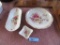 FLORAL CHINA PLATE, CELERY DISH, AND SMALL BOWL