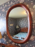 LARGE WOOD FRAME OVAL WALL MIRROR