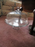 HEAVY GLASS PEDESTAL CAKE PLATE WITH COVER