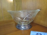 STERLING BASE GLASS BOWL AND STERLING SPOON