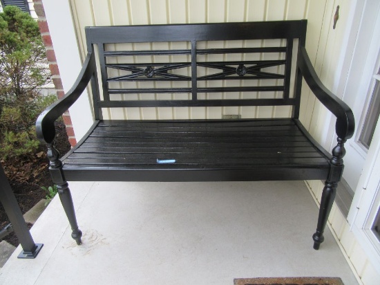 PAINTED BLACK WOODEN BENCH