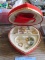 VELVET HEART SHAPED JEWELRY BOX WITH RINGS