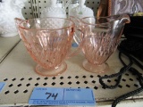 PINK DEPRESSION GLASS CREAMER AND SUGAR