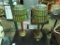 PAIR OF LEAD GLASS SHADE LAMPS, PULL CHAINS