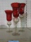 3 RUBY CANDLE HOLDERS