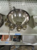 METAL PUNCH BOWL WITH SERVER AND 8 CUPS