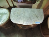 MARBLE TOP STAND WITH HAND PAINTED SCENES ON FRONT AND SIDES