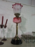 LARGE CRANBERRY TABLE LAMP