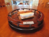 WOOD LAZY SUSAN AND WOOD NAPKIN HOLDER