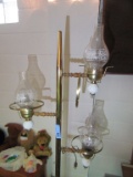 BRASS MILK GLASS OIL LAMP STYLE FLOOR LAMP