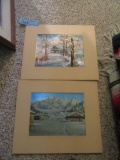 DIMENSIONAL COVERED BRIDGE AND MOUNTAIN SCENE PRINTS