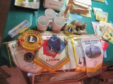 LIONS INTERNATIONAL HANGING FLAGS, PLAQUE, MUGS, PINS, ETC