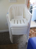 6 PLASTIC OUTDOOR CHAIRS