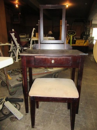 VANITY WITH STOOL. NO MIRROR.