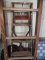 APPROXIMATELY 9 FOOT TALL WOODEN LADDER AND 5 FOOT WOODEN STEP LADDER