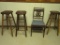 3 WOODEN STOOLS AND DESK CHAIR