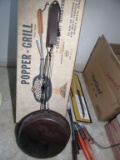 CORN POPPER GRILL. KNIFE SET AND CAMPING UTENSILS
