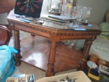 FRUITWOOD COFFEE TABLE WITH GLASS INSERT