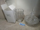MIKASA VASE AND GLASS CANDY DISH